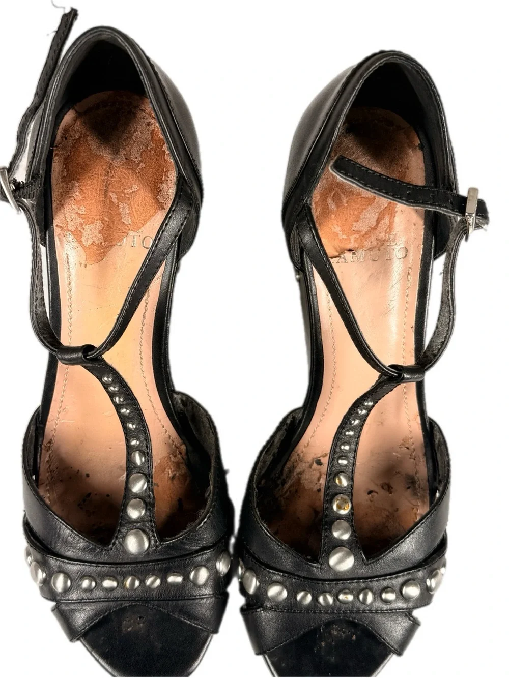Vince Camuto | Black Studded Platform T-Strap Wedges